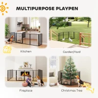 PawHut 8 Panels Dog Playpen, Foldable Portable Pet Playpen with Door, for Small & Medium Dogs, 30"H(m-4)
