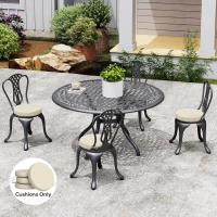 Outsunny Patio Chair Cushions Set of 4 Round Seat Cushions for Dining Bistro Chairs Machine Washable, 15" x 15" x 3", Cream White(m-10)
