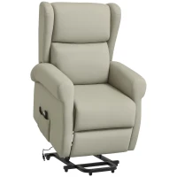 HOMCOM Wingback Lift Chair for Elderly, Power Chair Recliner with Footrest, Remote Control, Side Pockets, Cream White(m-11)