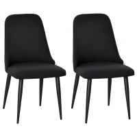 HOMCOM Modern Dining Chair Set of 2, Fabric Upholstered Side Chairs for Kitchen Living Room with Metal Legs, Black(m-2)
