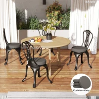 Outsunny Patio Chair Cushions Set of 4 Round Seat Cushions for Dining Bistro Chairs Machine Washable, 15" x 15" x 3", Dark Gray(m-2)