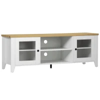 HOMCOM Modern TV Stand, Entertainment Center with Shelves and Cabinets for Flatscreen TVs up to 60" for Bedroom, Living Room, White(m-1)