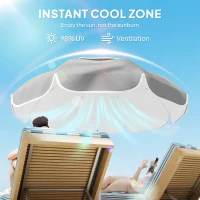 Outsunny 6 ft Beach Umbrella Portable with Sand Anchor, Carry Bag, Adjustable Height & Tilt, UPF50+ UV Protection, Grey(m-4)