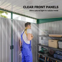 Outsunny 6' x 8.5' Outdoor Metal Garden Shed Utility Tool Storage Steel Backyard House, Dark Green(m-6)