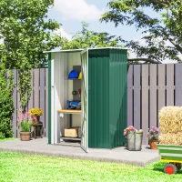 Outsunny 5 x 3ft Outdoor Storage Shed Metal Garden Shed Cabanon with Sloped Roof, Lockable Door for Tool, Green(m-7)