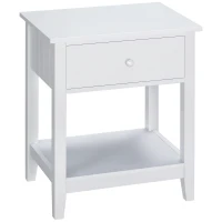 HOMCOM Modern Style Nightstand, Small End Table with Drawer and Storage Shelf for Bedroom, Living Room, White(m-2)