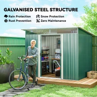 Outsunny 6' x 8.5' Outdoor Metal Garden Shed Utility Tool Storage Steel Backyard House, Dark Green(m-4)