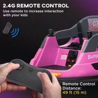 Aosom Bumper Car 12V 360° Rotation Electric Car for Kids, with Remote, Safety Belt, Lights, Music, for 1.5-5 Years Old, Pink(m-6)