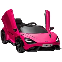 Qaba McLaren 765LT Licensed 12V Kids Electric Car w/ Scissor Doors, Transport Wheels, Remote, Slow Start, Music Horn Pink(m-11)