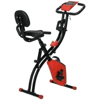 Soozier 3 in 1 Folding Exercise Bike, Foldable Stationary Bike with 8-Level Magnetic Resistance, Adjustable Seat, Red(m-11)
