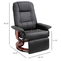 HOMCOM Faux Leather Manual Recliner, Adjustable Swivel Base Lounge Chair with Footrest, Armrest for Living Room,  Black(m-3)