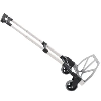 HOMCOM Folding Hand Truck and Dolly with 2 Wheels for Moving, Heavy Duty Luggage Handcart, Aluminum Box Cart with 3 Level Adjustable Telescoping Handle for 154lbs Load Capacity(m-2)