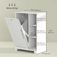 HOMCOM Laundry Cabinet with Removable Basket, Tilt Out Laundry Hamper with Adjustable Shelf and Open Compartments, White(m-3)