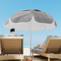 Outsunny 6 ft Beach Umbrella Portable with Sand Anchor, Carry Bag, Adjustable Height & Tilt, UPF50+ UV Protection, Grey(m-8)