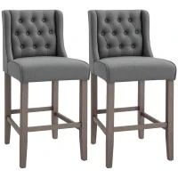 HOMCOM Set of 2 40Inch Button Tufted Bar stools High Counter Dining Height Chairs Grey(m-2)