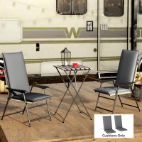 Outsunny Outdoor Chair Cushions Set of 2 High Back Patio Seat Cushions UPF50+ Fade Resistant Yarn-Dyed Polyester, Dark Grey(m-8)