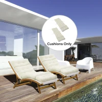 Outsunny Set of 2 Outdoor Chaise Lounge Cushions, 72" x 22" x 4.7" Patio Lounge Chair Cushions with Ties for Outdoor, Indoor, Cream White(m-8)