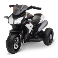 Qaba Kids Electric Motorcycle Ride-On Toy with 3 Wheels, Music, Horn, Lights, Black(m-2)
