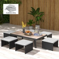 Outsunny 6-Piece Seat Cushion Pillows Replacement, Button Tufted Patio Chair Cushions Set with Ties, Light Grey(m-8)