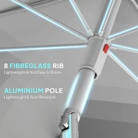 Outsunny 6 ft Beach Umbrella Portable with Sand Anchor, Carry Bag, Adjustable Height & Tilt, UPF50+ UV Protection, Grey(m-7)