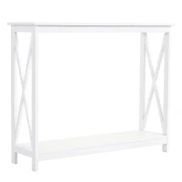 HOMCOM 40" Console Table, 2 Tier X-Design Narrow Entryway Table with Storage Shelf for Behind Couch, Living Room, Hallway, White(m-2)