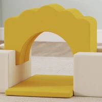 Qaba 7-Piece Baby Soft Play Set, Indoor Soft Play Gym Activity Play Set for Crawling, Sliding and Playing, Yellow(m-9)