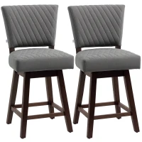 HOMCOM Set of 2 Swivel Counter Height Bar Stools with Footrest, Dark Grey(m-1)