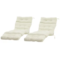 Outsunny Set of 2 Outdoor Chaise Lounge Cushions, 72" x 22" x 4.7" Patio Lounge Chair Cushions with Ties for Outdoor, Indoor, Cream White(m-11)