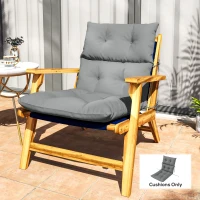 Outsunny Adirondack Chair Cushion, Tufted Rocking Chair Cushion with Ties, Non-Slip Replacement Seat Cushion for Outdoor Chair, Indoor Outdoor Cushion, Light Grey(m-8)