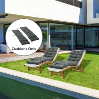 Outsunny Set of 2 Outdoor Chaise Lounge Cushions, 72" x 22" Patio Lounge Chair Cushions with Ties for Outdoor, Indoor, Dark Grey(m-8)