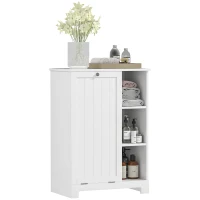 HOMCOM Laundry Cabinet with Removable Basket, Tilt Out Laundry Hamper with Adjustable Shelf and Open Compartments, White(m-2)