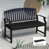 Outsunny 2-Seater Patio Bench Cushion Outdoor Seat Swing Replacement Pad with Zipper Cover, Ties for Patio, Garden, Black