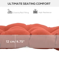 Outsunny Set of 2 Outdoor Chaise Lounge Cushions, 72" x 22" x 4.7" Patio Lounge Chair Cushions with Ties for Outdoor, Indoor, Red(m-7)