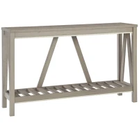 HOMCOM Farmhouse Entryway Table, Rustic Console Table with Storage Shelf for Living Room and Hallway, Distressed Grey(m-11)