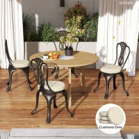 Outsunny Patio Chair Cushions Set of 4 Round Seat Cushions for Dining Bistro Chairs Machine Washable, 15" x 15" x 3", Cream White(m-2)