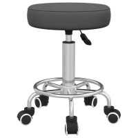 Vinsetto Salon Stool with Adjustable Height, PU Leather Barber Rolling Massage Tattoo Chair for Bar Beauty SPA, Grey(m-11)