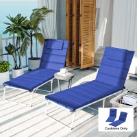 Outsunny Foldable Chaise Lounge Cushion Set of 2, Outdoor Lounge Chair Cushion Set, UPF50+ 230gsm Olefin, 80" x 26" Dark Blue(m-10)