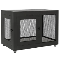PawHut Pet Crate End Table with Water-resistant Cushion or Large Medium Dogs, Black(m-11)