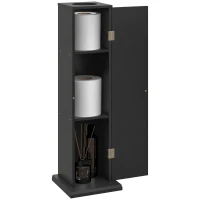HOMCOM Small Toilet Paper Cabinet, Bathroom Corner Cabinet with Doors and Shelves for Paper Shampoo, Black(m-11)