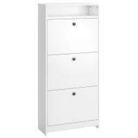 HOMCOM Slim Shoe Storage, Trendy Shoe Rack with 3 Large Fold-Out Drawers & a Spacious Top Surface, White(m-11)