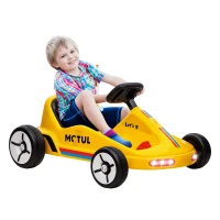 Qaba 6V Electric Go Kart for Aged 3-5 Kids with Music, Light, Horn, Yellow(m-11)