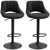 HOMCOM Swivel Bar Stools Set of 2, Linen Upholstered Counter Height Barstools with Round Metal Base(m-2)