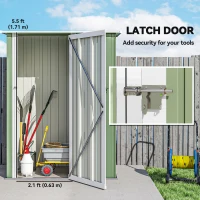 Outsunny 4.7' x 3' Outdoor Storage Shed, Galvanized Metal Utility Garden Tool House, 2 Vents and Lockable Door for Backyard, Patio, Garage, Lawn, Green(m-5)