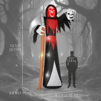 Outsunny 12 FT Halloween Inflatable Grim Reaper, Blow Up Garden Decor with Built-in Lights for Halloween Party Indoor, Outdoor(m-3)