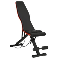 Soozier Adjustable Workout Bench, Foldable Weight Bench with Leg Extension and Preacher Pad, 264LBS Weight Capacity, for Home Gym, Black and Red(m-11)