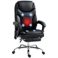 Vinsetto 6 Point Vibration Massage Office Chair, PU Leather Heated Reclining Computer Chair with Footrest, Black(m-11)