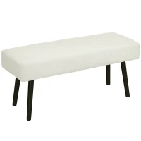 HOMCOM 39" Upholstered Ottoman Bench, Corduroy Entryway Bedroom Bench with Padded Seat and Steel Legs for Bedroom, Cream White(m-12)