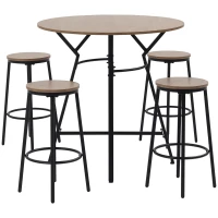 HOMCOM 5-Piece Counter Height Bar Table and Chairs, Round Dining Table and Chairs Set for 4, Pub Table and Chairs(m-11)