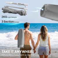 Outsunny 6 ft Beach Umbrella Portable with Sand Anchor, Carry Bag, Adjustable Height & Tilt, UPF50+ UV Protection, Grey(m-9)