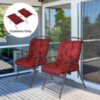 Outsunny Patio Chair Cushions Set of 2, 39" x 20" x 3" Outdoor Tufted Cushion Set with Ties for Indoor Outdoor Garden Furniture, Wine Red(m-1)